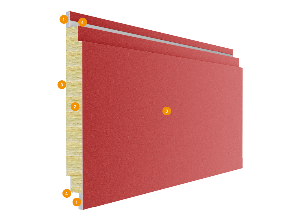 Yong‘inga qarshi seksion eshiklar panellari ikki po‘lat varaqdan va ularning orasida minerallangan tolali qatlamdan iborat bo‘lib, yon tomondan kuchaytiruvchi profilga ega gipsokarton joylashtiriladi. Panellar yuqori issiqlikka chidamlilik va olovga qarshi xususiyatlarga ega. Shuningdek, panellar keng turdagi kimyoviy moddalar, yog‘lar va erituvchilarga qarshi barqaror, tashqi yuzalarning polimer qoplamalari esa ularni atrof-muhitning koroziyaviy ta'siriga qarshi immun holatga keltiradi. Panel konstruktsiyasi: 1. gipsokarton; 2. minerallangan tolali qatlam, zichligi 130 kg/m³; 3. po‘lat varaq, qalinligi 0,5 mm; 4. peti uchun kuchaytiruvchi profil (petlarning bo‘shashishini oldini oladi va o‘g‘irlikka qarshi